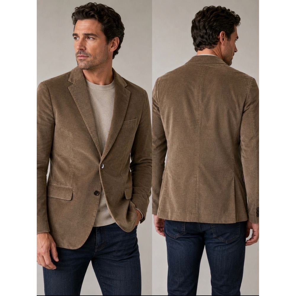 Z Zegna City Brown Corduroy Sport Coat Blazer 52R Cotton Angora Blend 2 Button